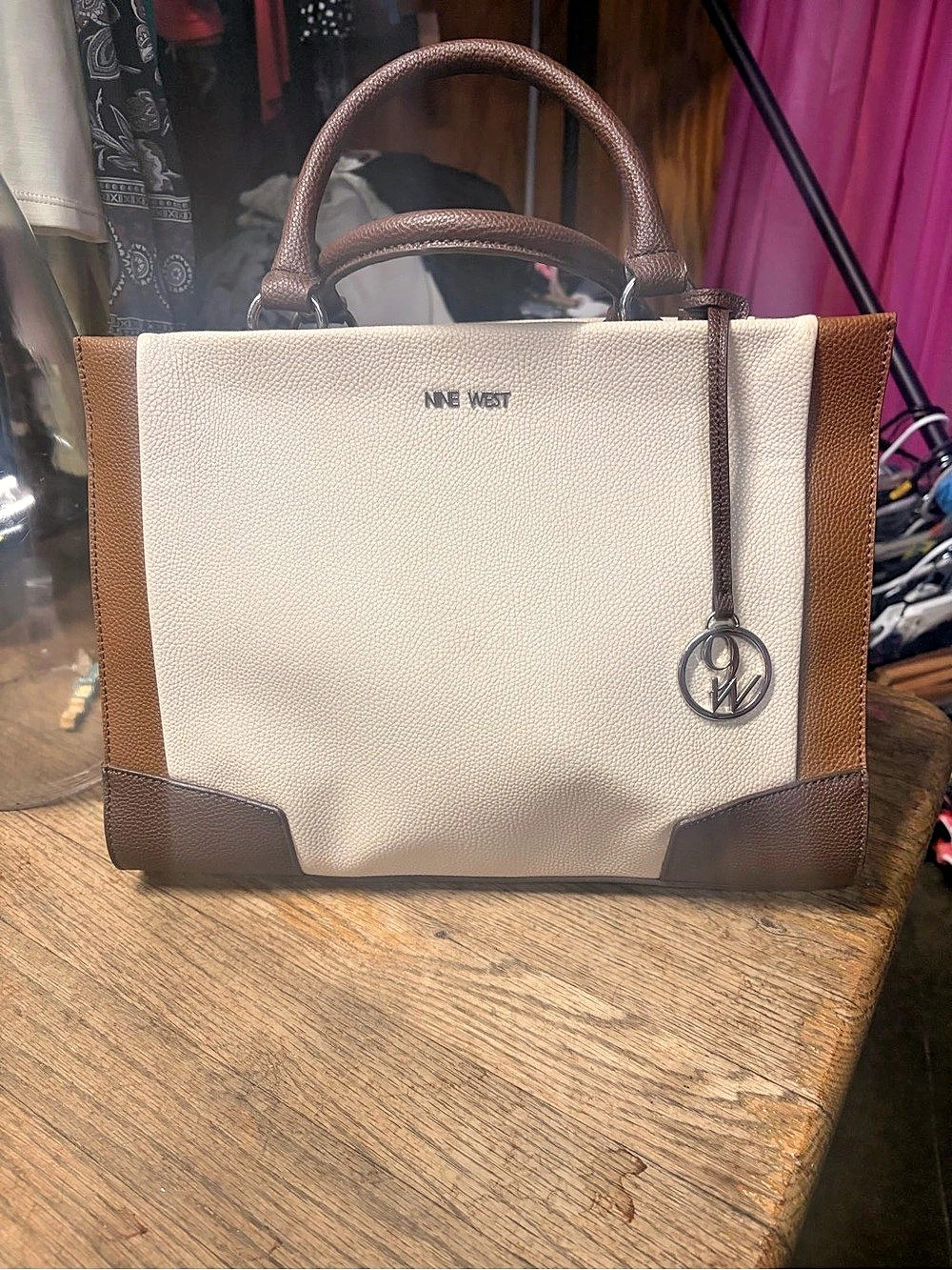 Nine West Colorblock Tote in Brown & Cream